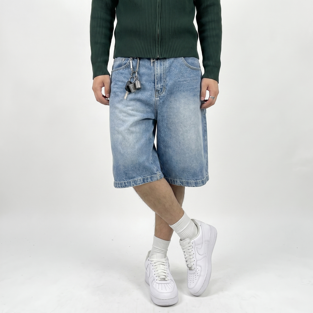THECADE Faded Denim Shorts