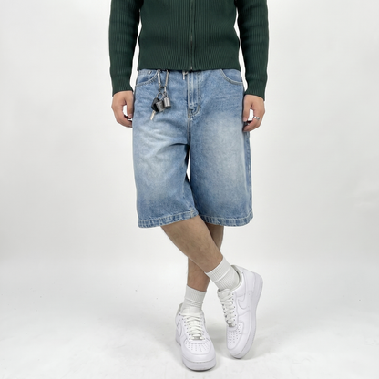 THECADE Faded Denim Shorts