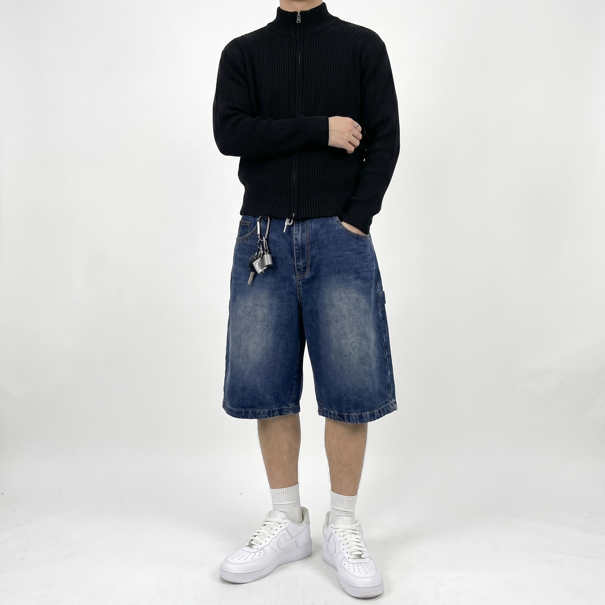 THECADE Faded Denim Shorts
